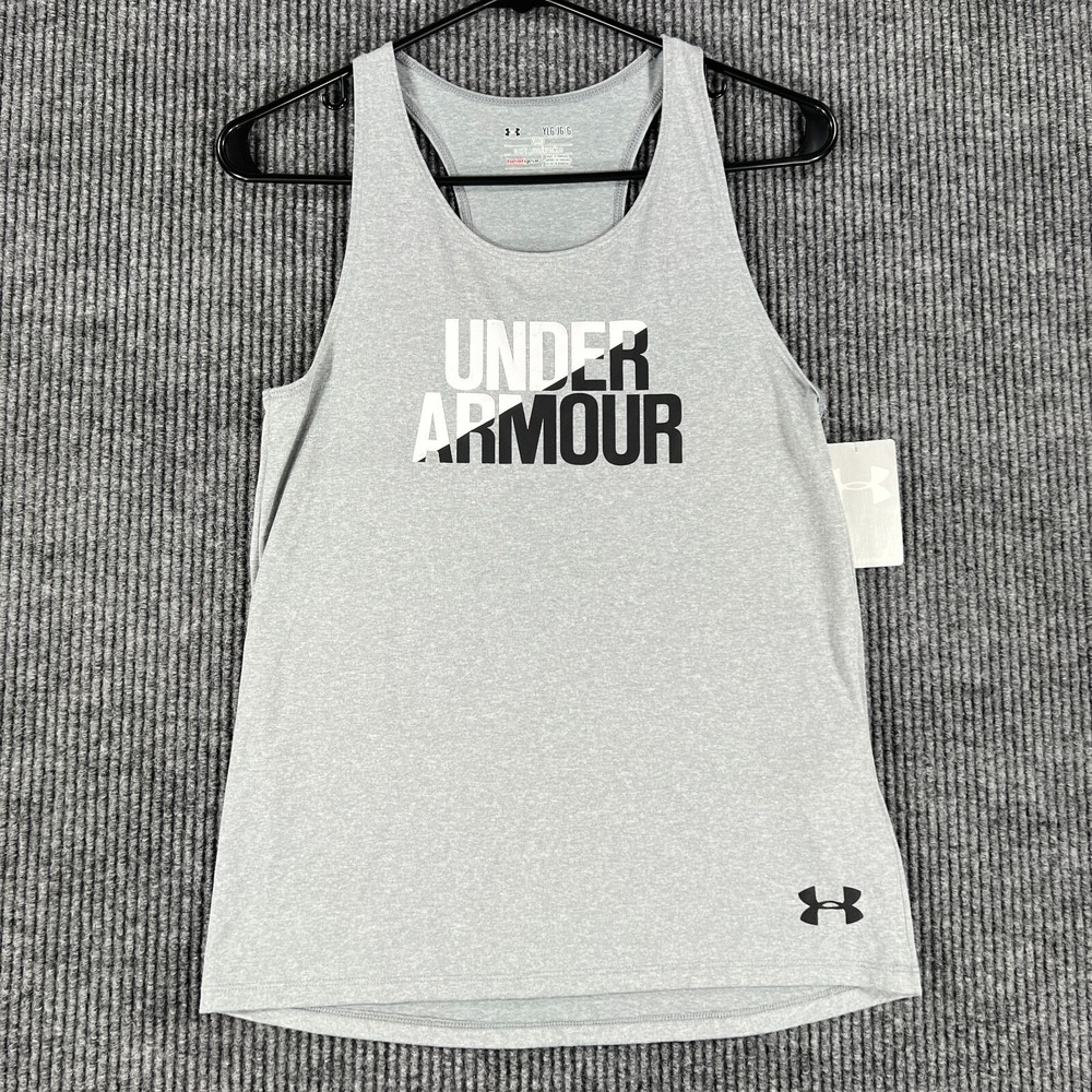 Under Armour Tank Top Youth Large Gray‎ Sleeveless Activewear New With Tags